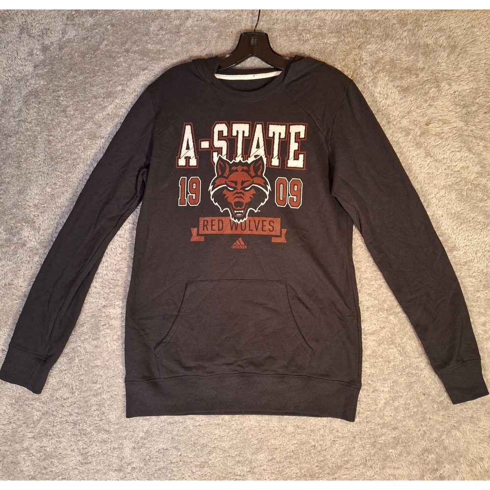 Adidas Arkansas State Red Wolves Fleece Hoodie Black Womens Medium NWT B831W